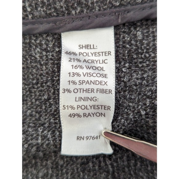 J. JILL! MICRO NUBBY FINISH BLACK, WHITE WOOL BLEND STRETCH JACKET! SZ L - Picture 6 of 8